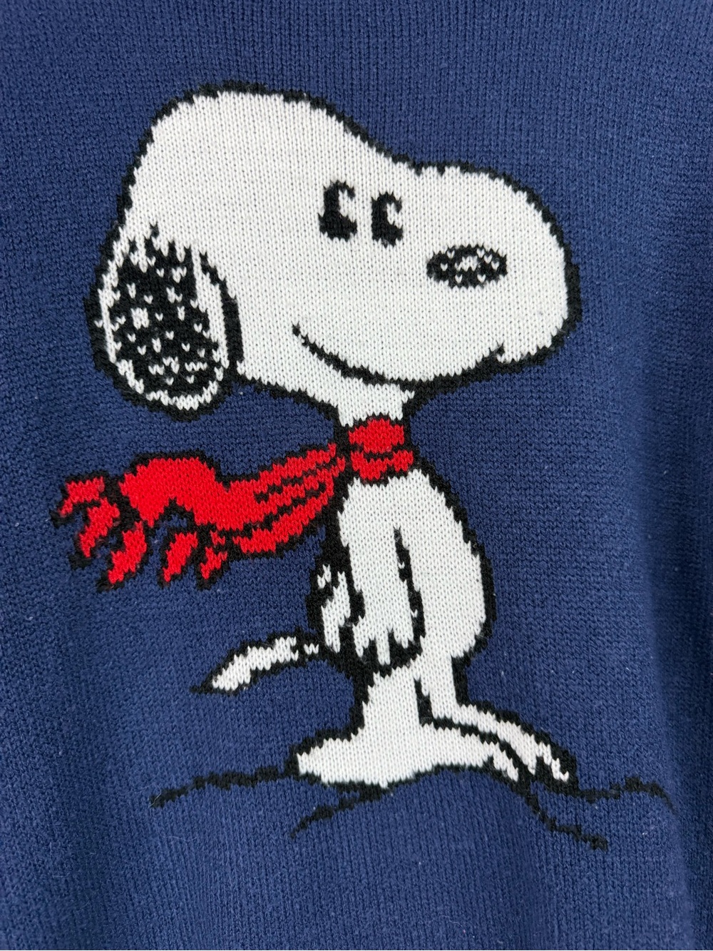 Peanuts knit snoopy sweater Navy Snoopy Graphic Crewneck Sweater Peanuts Design - Picture 5 of 10